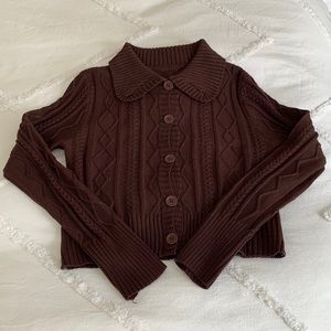 Collared Cable Knit Button Sweater